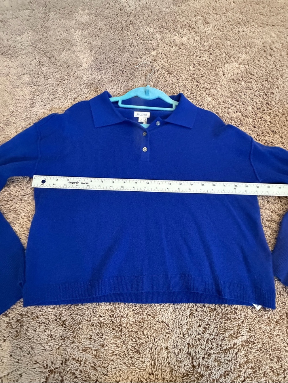 Small Anthropologie pilcro Jensen cashmere cropped collar sweater sapphire blue - Picture 14 of 14